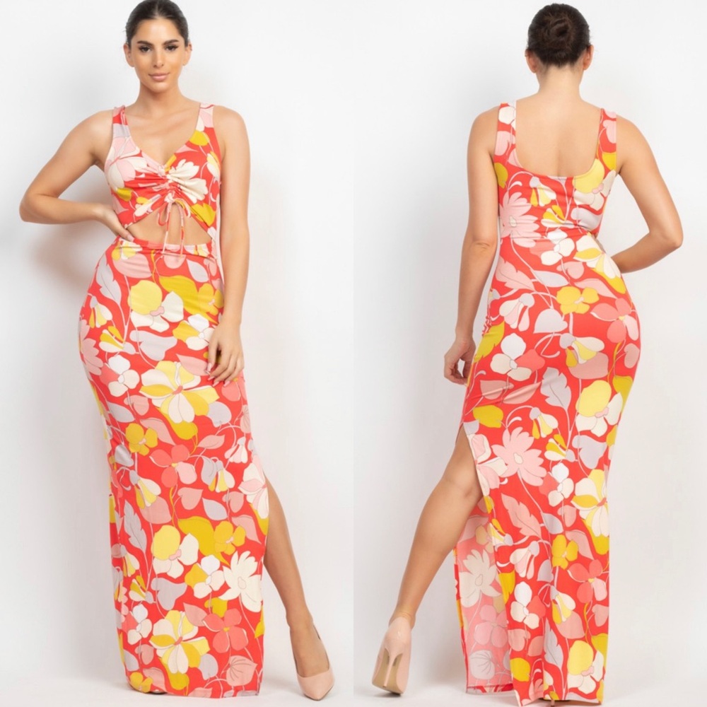 Tropical print summer maxi dress vacation - Picture 3 of 8
